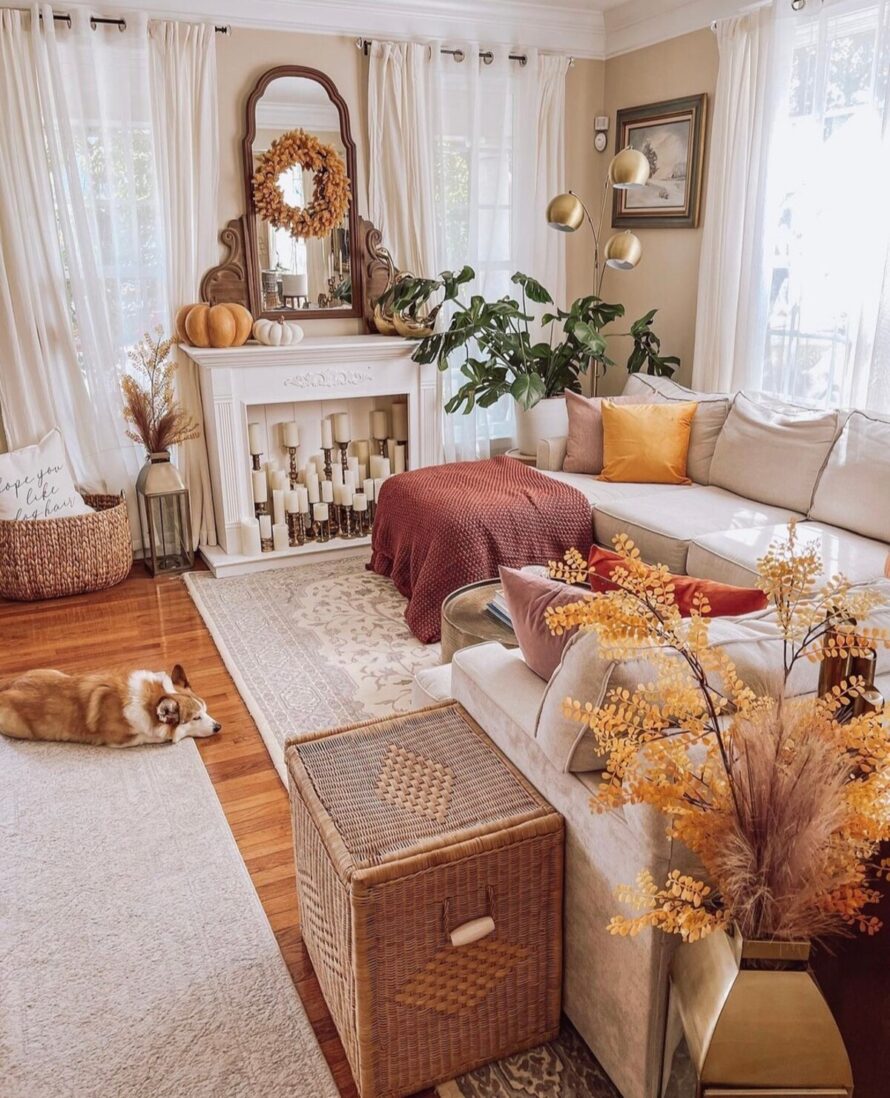 autumn inspired fall living room decor ideas 8