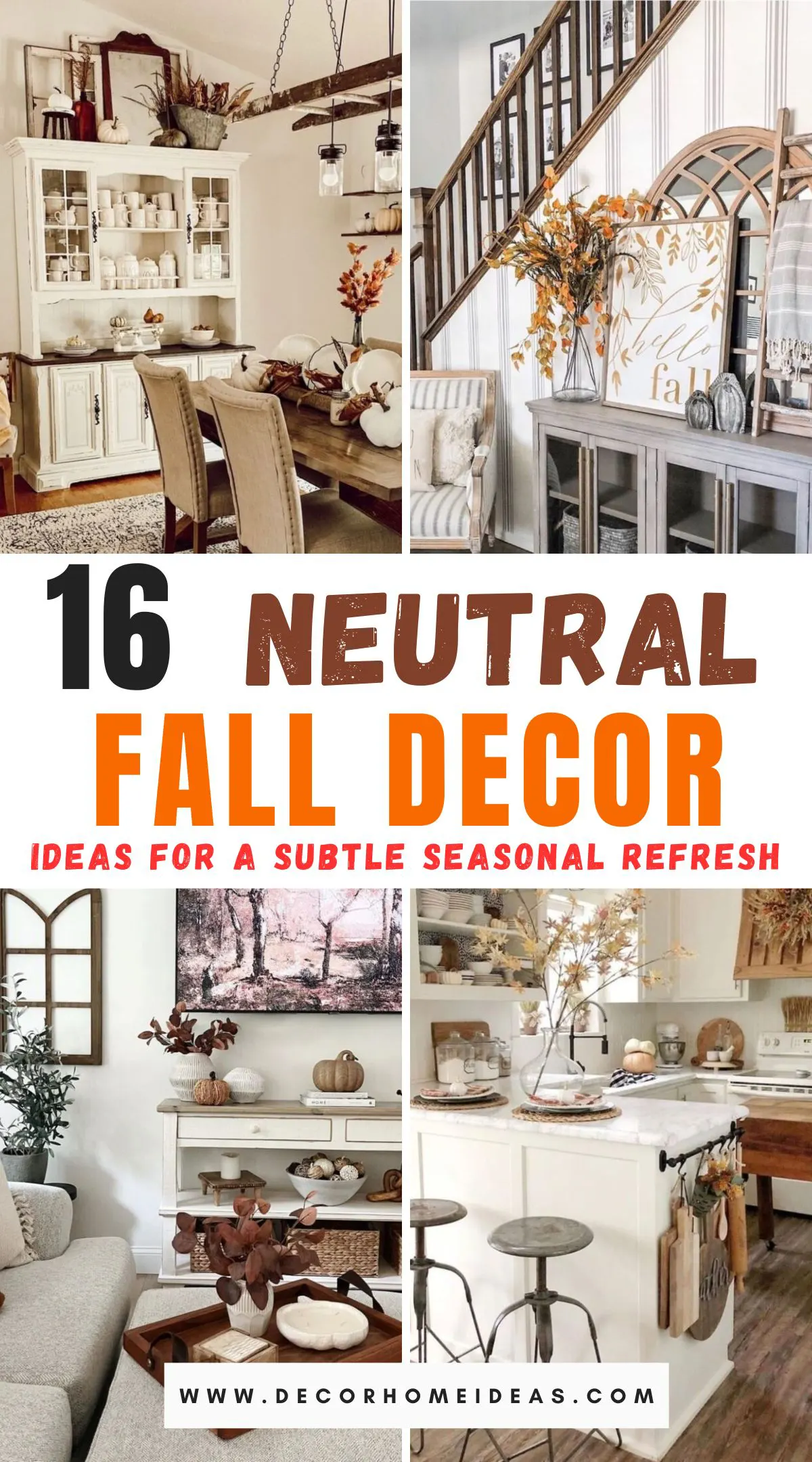 Discover 16 elegant neutral fall decor ideas to give your home a subtle seasonal refresh. From soft earth tones to textured fabrics, these ideas blend warmth and sophistication, perfect for cozy autumn vibes. Explore how to transform your space with understated yet stylish fall touches!