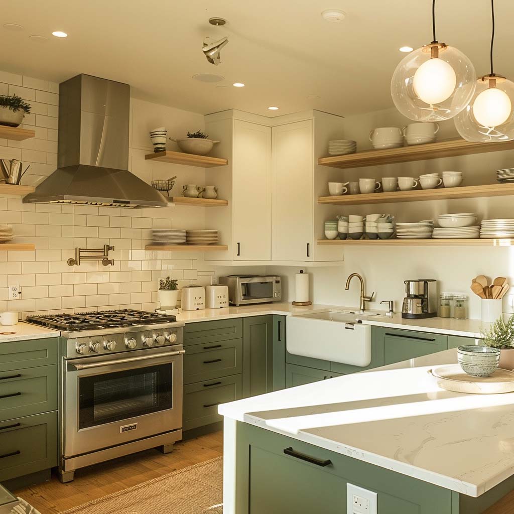 12. Warm and Welcoming Sage Green Kitchen