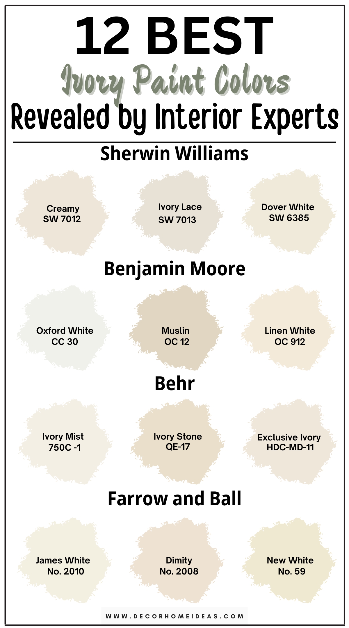 Uncover 12 elegant ivory paint colors for a timeless look in your home. These sophisticated shades offer a warm, classic appeal that complements any decor style. From soft, creamy ivories to rich, buttery tones, explore designer-recommended hues that will elevate your interior spaces. Ideal for living rooms, bedrooms, and more, these ivory paint colors provide a perfect backdrop for a cozy yet refined atmosphere. Transform your home with these timeless ivory shades and enjoy a touch of elegance in every room.