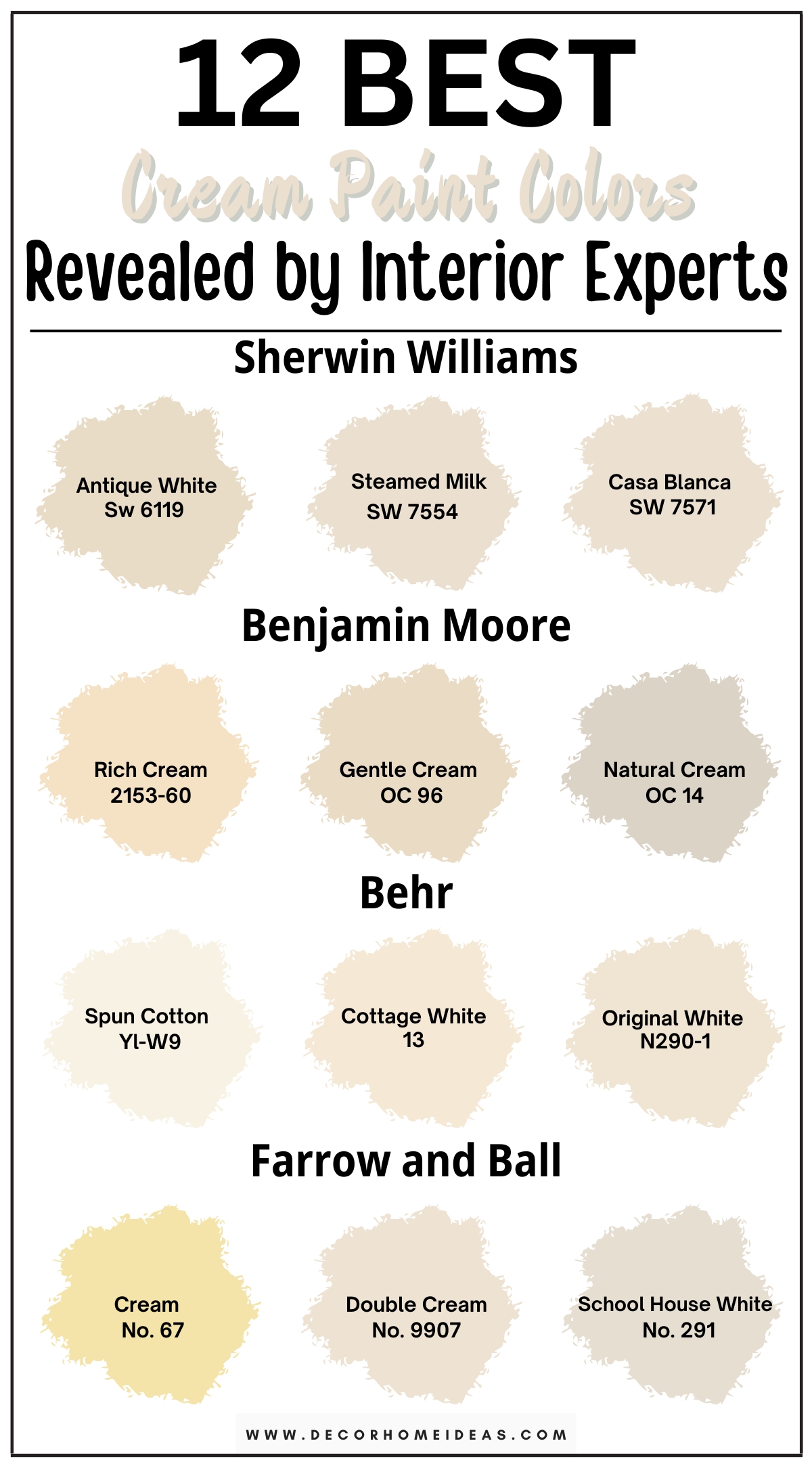 Explore 12 warm cream paint colors that will transform any space with cozy elegance. These inviting shades bring a sense of comfort and sophistication to your home, making them perfect for creating a welcoming atmosphere. From rich, buttery creams to soft, neutral tones, discover designer favorites that can brighten and enhance any room. Whether you’re updating your living area, bedroom, or kitchen, these warm cream hues offer versatility and charm for a beautifully transformed space.