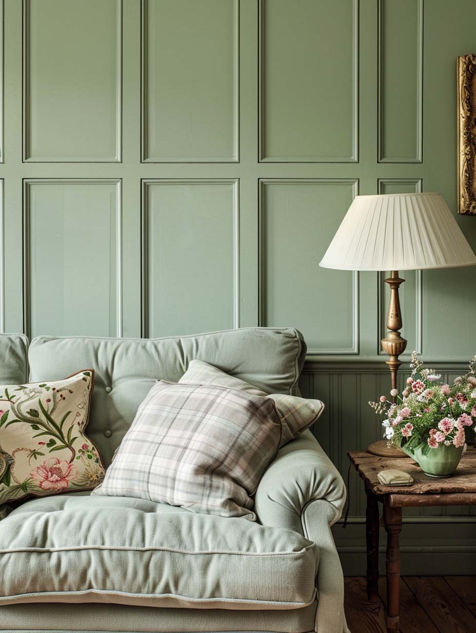 Farrow and Ball Sutcliffe Green Living Room