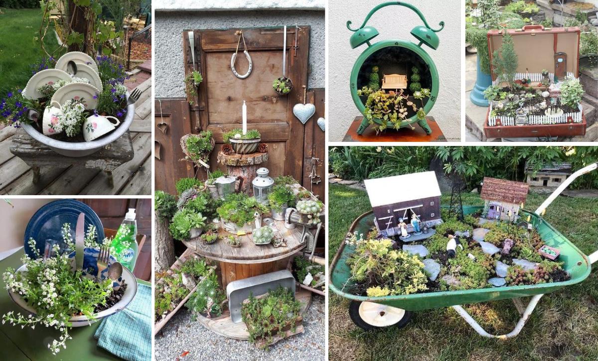 Recycled Miniature Junk Gardens