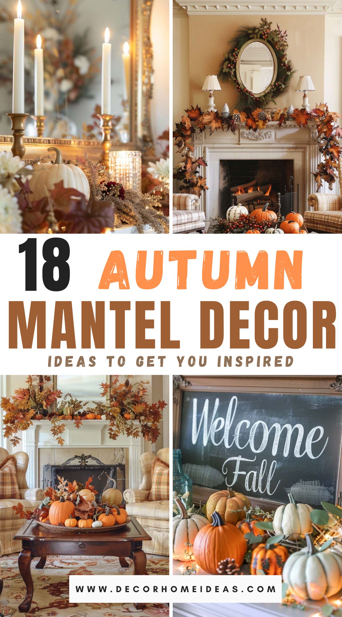 Get inspired this season with 18 charming autumn mantel decor ideas. Transform your fireplace into a cozy fall focal point with rustic wreaths, vibrant pumpkins, and warm candles. Explore creative arrangements featuring seasonal foliage, gourds, and plaid accents to bring the beauty and warmth of autumn into your home.