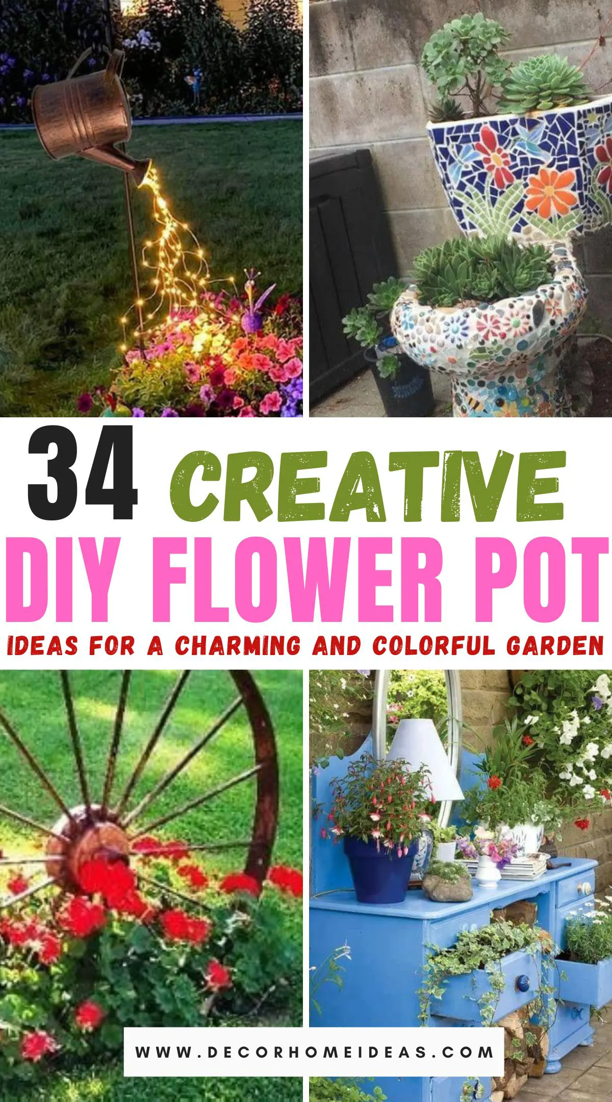 Get creative with your garden with these 34 DIY flower pot ideas! Transform your outdoor space with these unique and easy-to-follow ideas.