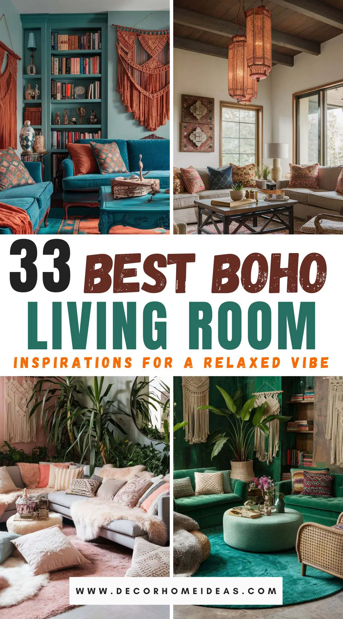 Discover 33 stunning Boho living room inspirations that exude a relaxed vibe perfect for any home. Explore eclectic decor ideas featuring lush textiles, vibrant colors, and unique accessories. Get inspired to create a cozy, inviting space that reflects your personal style and love for bohemian charm.