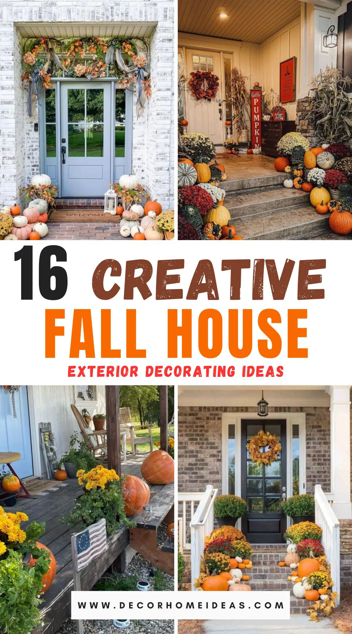 Embrace the beauty of autumn with 16 inspiring fall house exterior decorating ideas. From cozy porch setups to vibrant wreaths, this guide offers creative ways to adorn your home with seasonal charm. Discover how to blend warm colors, natural elements, and festive accents to celebrate the season in style.