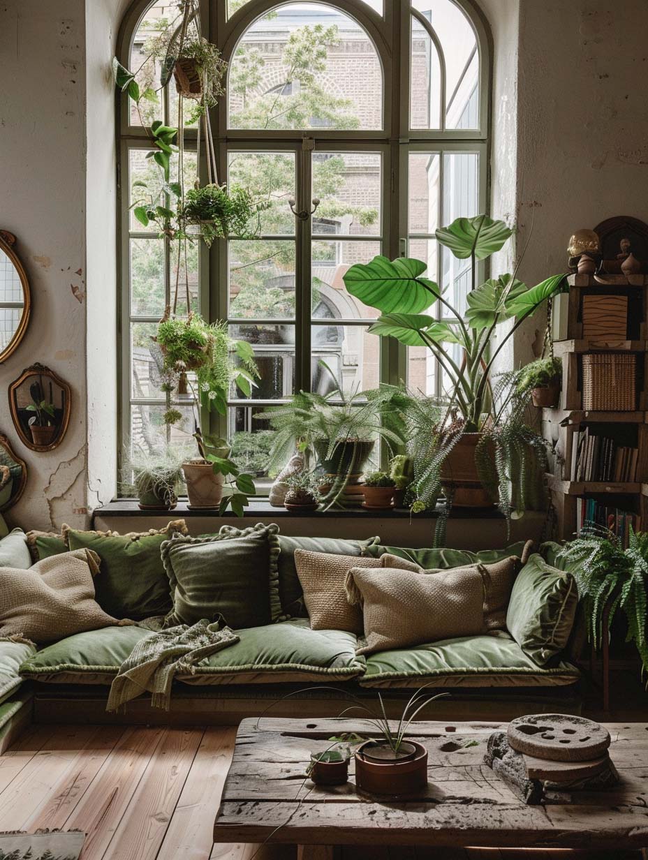 1. Lush Greenery and Vintage Charm