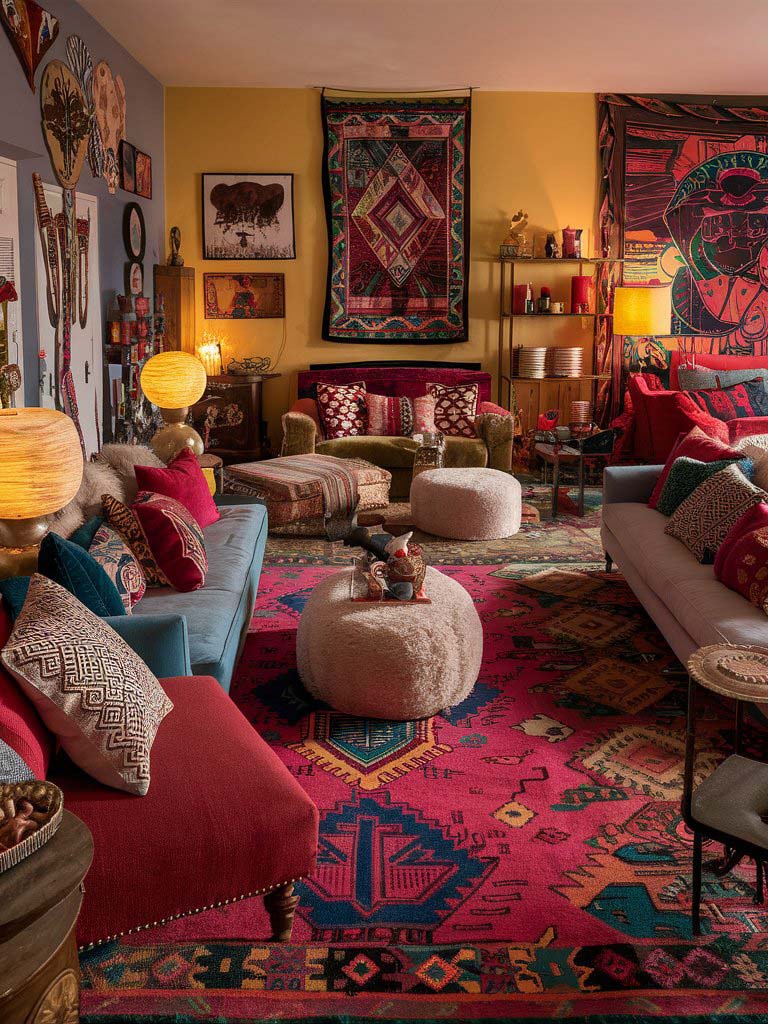 17. Playful and Artistic Boho Lounge