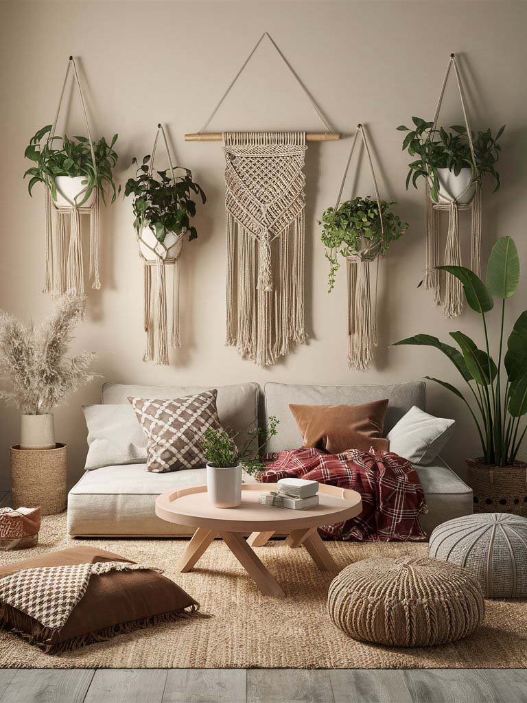 22. Minimalist Macrame and Earth Tones