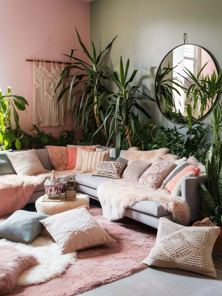 27. Plush Pink and Green Retreat