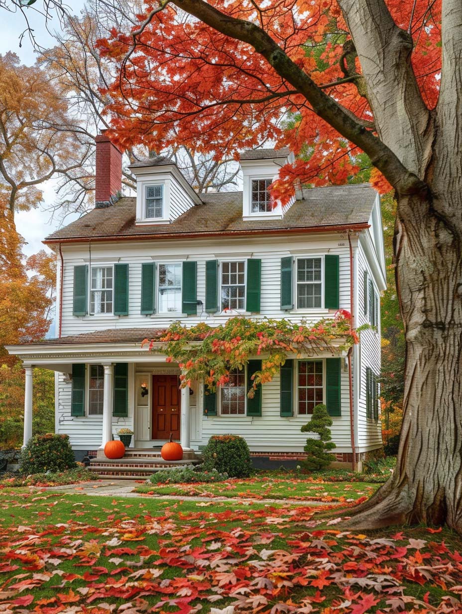 1. Charming Colonial with Vibrant Foliage