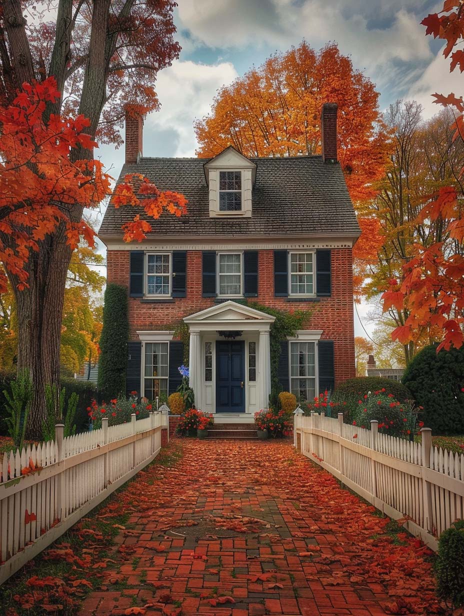 14. Brick House with Classic Autumn Appeal