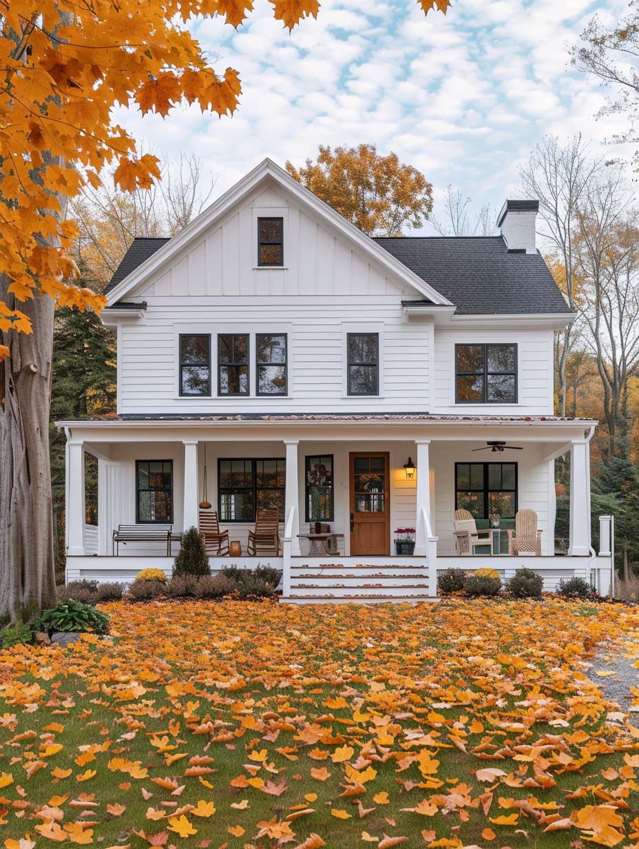 20. Enchanting Brick House with Autumn Ivy