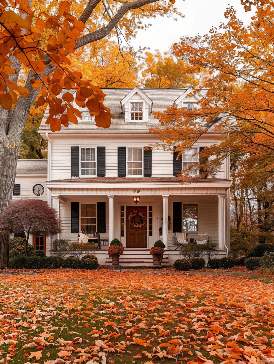 21. Elegant Colonial Surrounded by Autumn Splendor