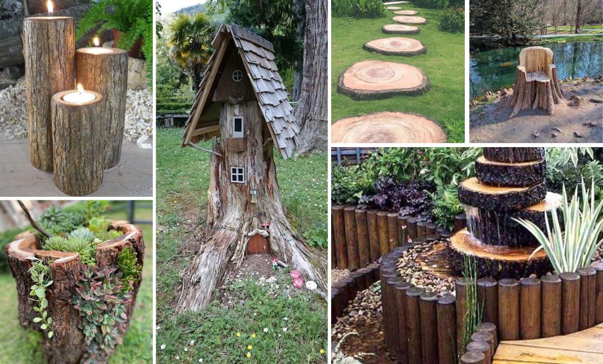 log and stump garden ideas