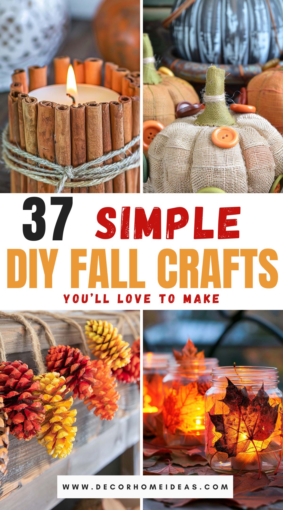 Discover 37 simple and fun DIY fall crafts you'll love to make. From cozy home decor and festive wreaths to creative pumpkin projects and personalized table settings, these crafts offer something for everyone. Dive into these easy-to-follow ideas that will add a touch of autumn charm to your home, providing a perfect opportunity to embrace the season's creativity and warmth.