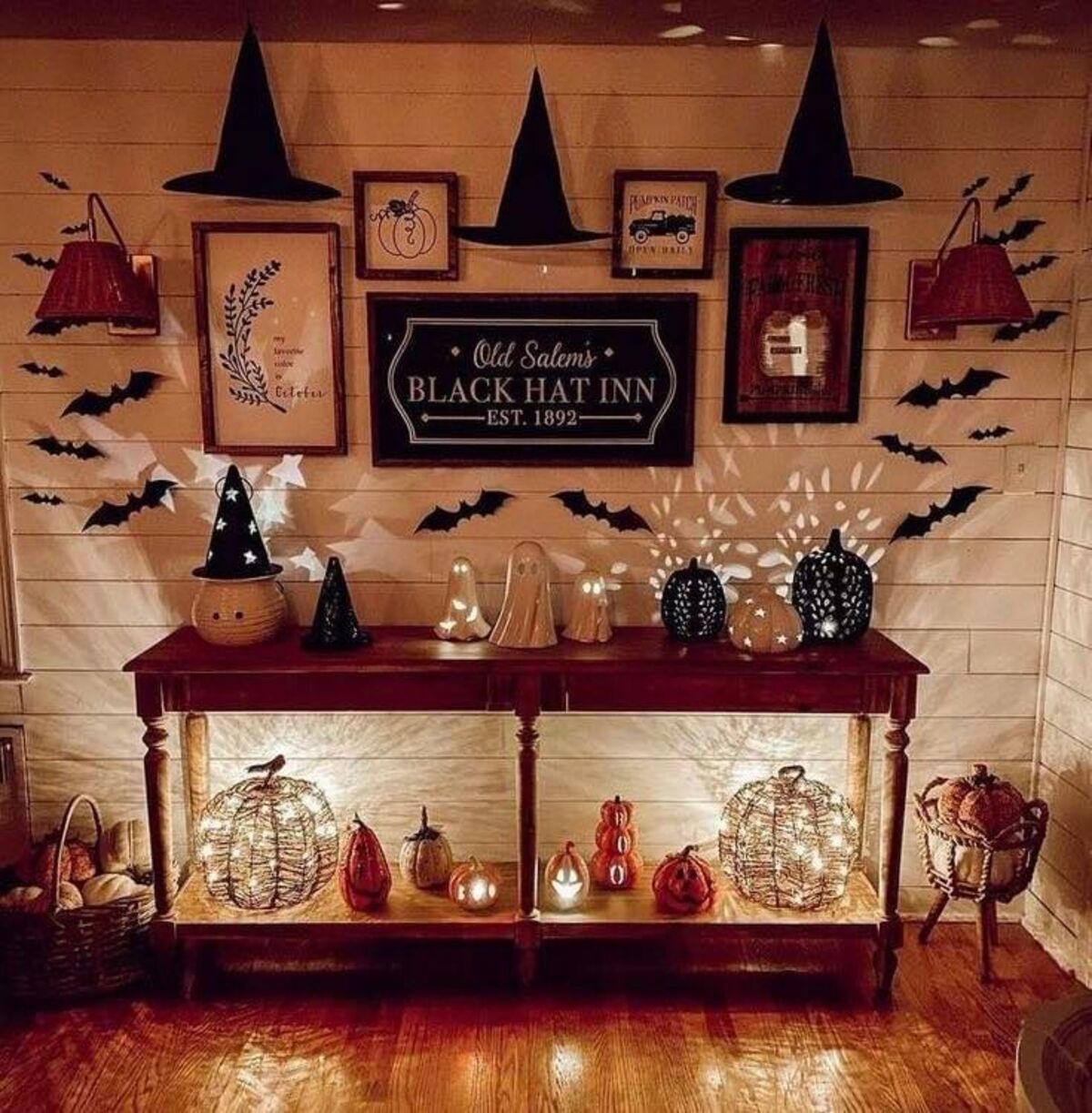 spooky halloween entry table decorations 1