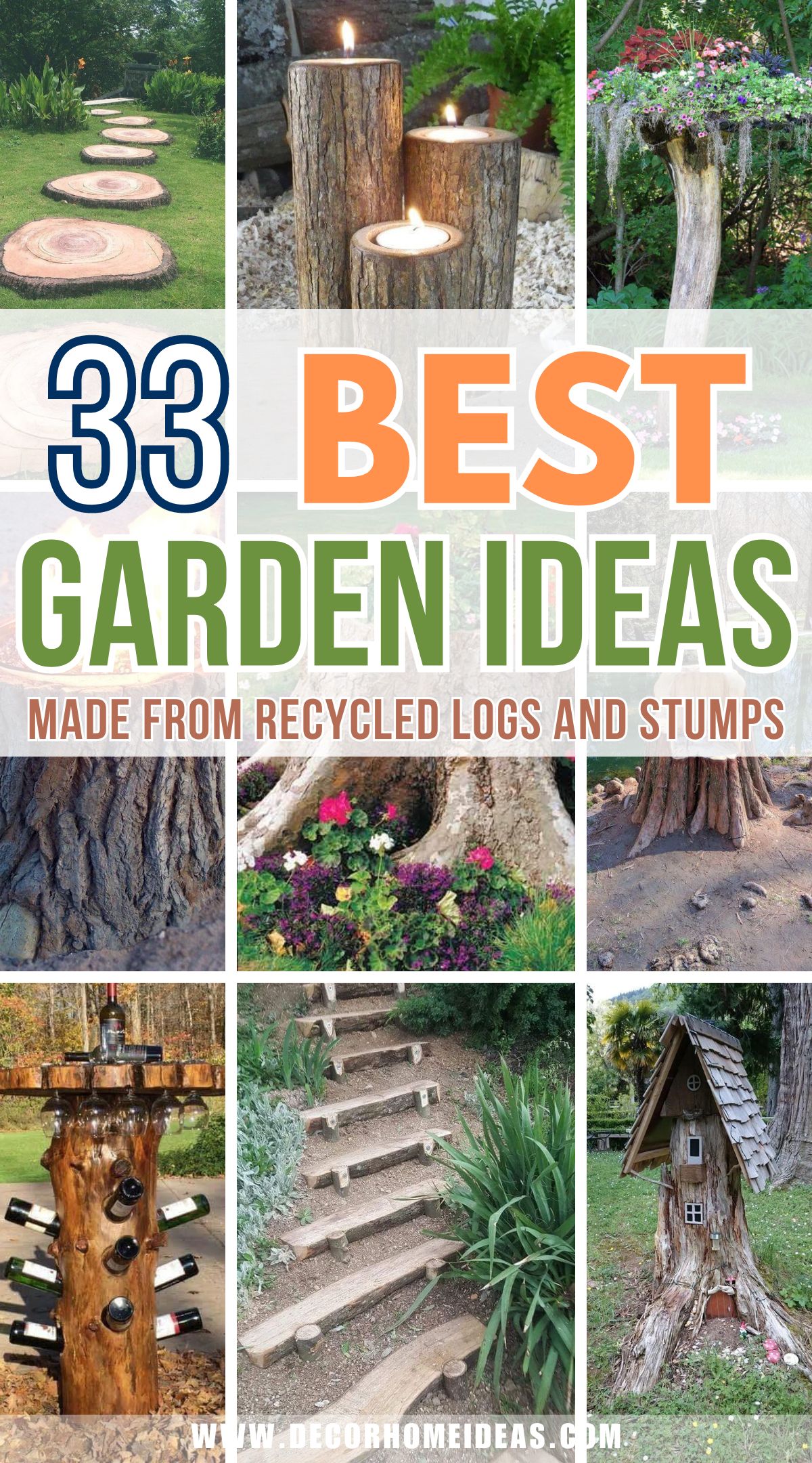 unique log and stump garden ideas