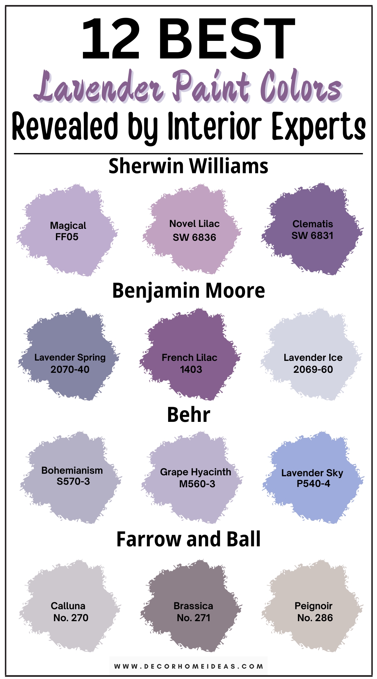 Explore 12 gentle lavender paint colors that create a soothing and peaceful atmosphere in your home. These soft, calming shades of lavender bring a delicate touch of color that promotes relaxation and serenity. From pale, pastel lavenders to muted, dusky tones, discover designer-recommended hues that add an elegant and tranquil vibe to any room. Ideal for bedrooms, bathrooms, or living spaces, these lavender paint colors provide a serene backdrop that transforms your home into a calming retreat.

