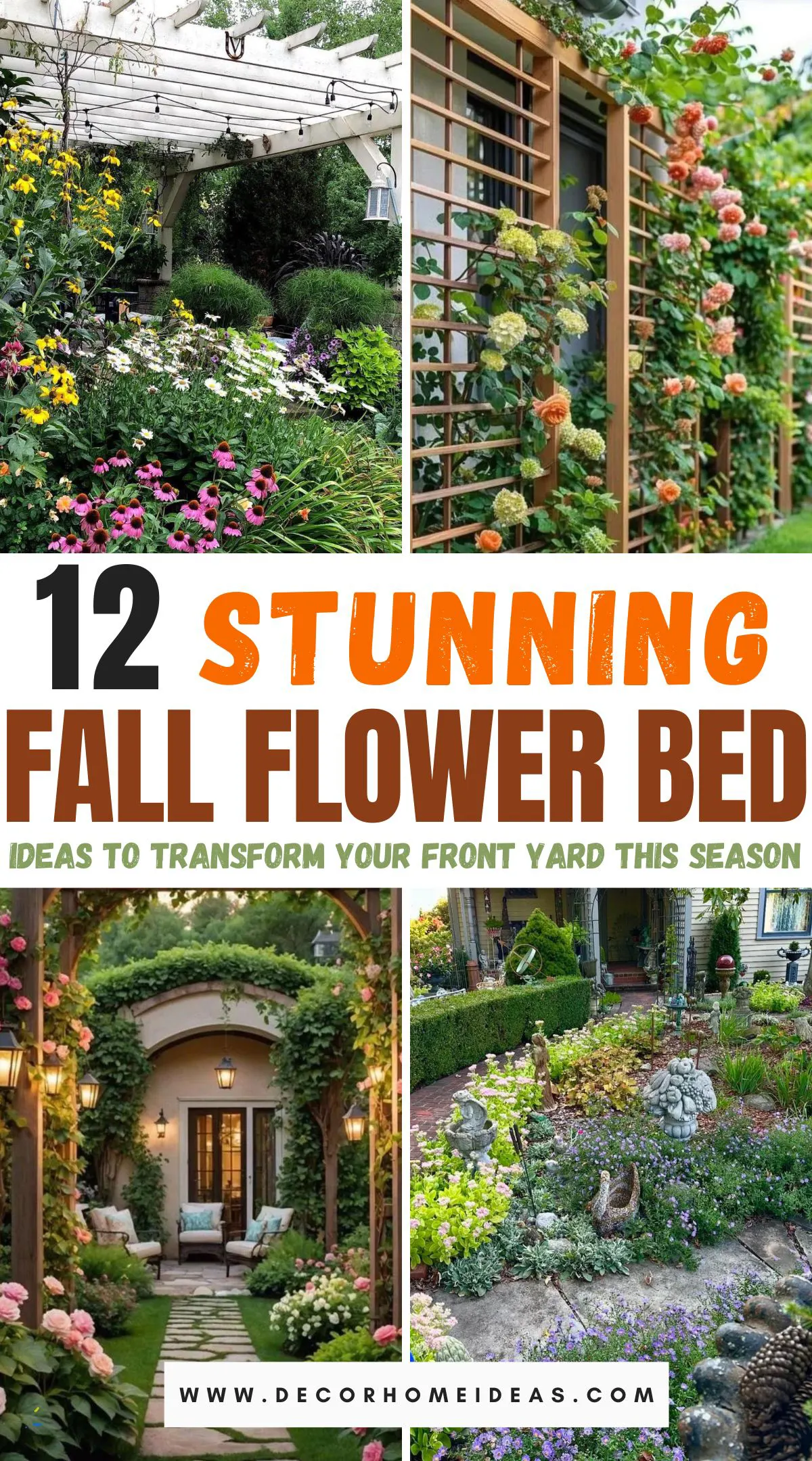 Enhance your home's curb appeal with these 12 stunning fall flower bed ideas! From rich hues of mums to ornamental grasses, these creative designs will bring autumnal beauty to your front yard. Discover how to create a welcoming, seasonal display that perfectly captures the warmth of fall!