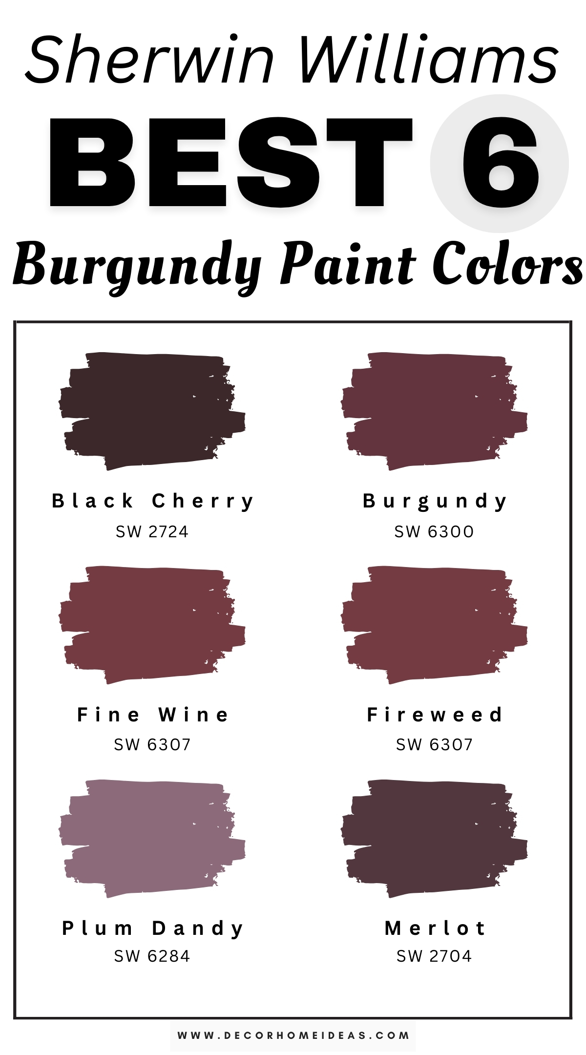 Discover the 6 best rich burgundy paint colors from Sherwin-Williams that bring elegance and depth to any space. These luxurious shades of burgundy add warmth and sophistication, perfect for creating a dramatic accent wall or a cozy, inviting atmosphere in living rooms and dining areas. Designer-recommended for their rich tones and versatility, these Sherwin-Williams burgundy hues deliver a bold yet refined look that transforms any room. Elevate your home with these beautiful burgundy paint colors for a timeless and rich feel.