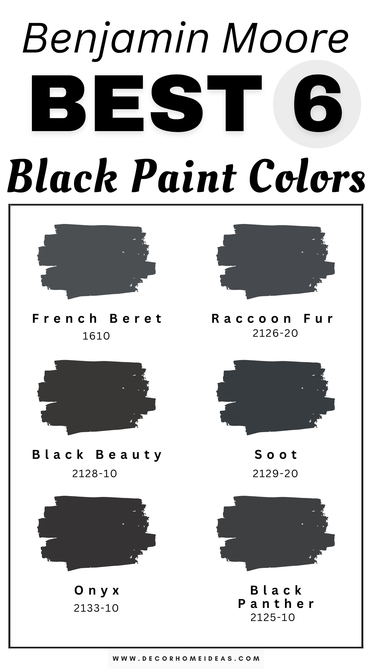 Explore 6 distinctive black paint colors by Benjamin Moore that bring bold sophistication and elegance to any space. These deep, rich shades of black offer subtle undertones of blue, brown, or green, adding depth and complexity to your walls, furniture, or accent pieces. Perfect for creating a dramatic statement in modern or traditional interiors, these designer-recommended black hues from Benjamin Moore transform any room with their timeless and luxurious appeal. Elevate your home’s style with these unique black paint colors.