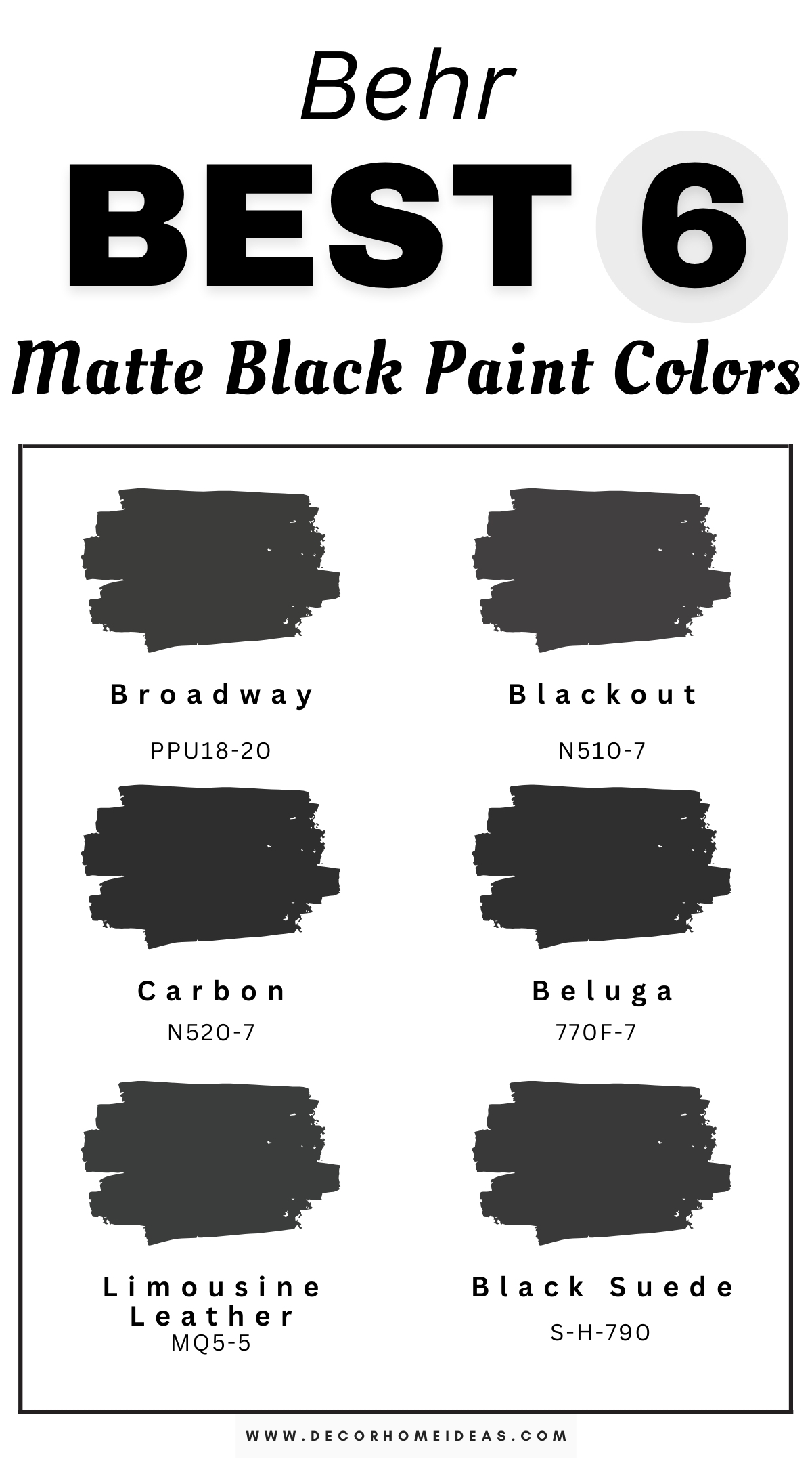 Transform your home with these six sophisticated matte black paint colors by Behr. These deep, velvety shades provide a refined, non-reflective finish, adding depth and modern elegance to any space. Perfect for accent walls, cabinetry, or trim, these matte blacks create a bold, sleek aesthetic while maintaining an understated and timeless appeal, ideal for both contemporary and classic interiors!