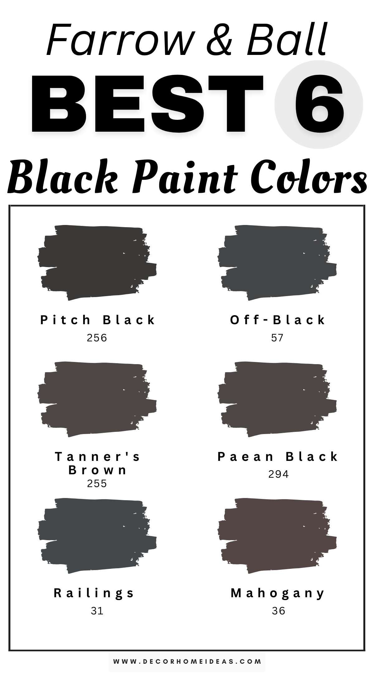 Explore 6 sophisticated unique black paint colors from Farrow & Ball that bring depth and elegance to any space. These rich, distinctive shades of black feature subtle undertones of blue, green, or brown, adding complexity and character to walls, furniture, or accents. Perfect for creating a bold yet refined look, these Farrow & Ball black hues are designer-approved for their timeless and versatile appeal. Transform your home with these sophisticated black paint colors that elevate any room with a sleek and luxurious finish.