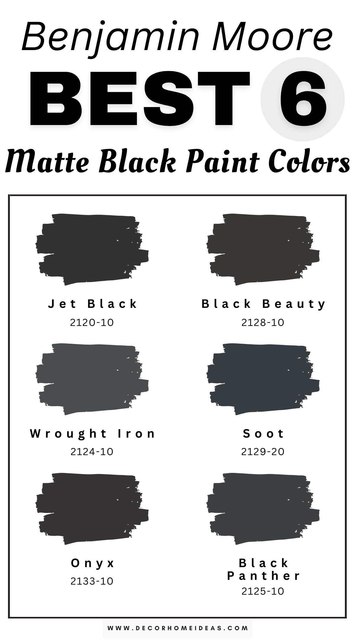 Elevate your space with these six stylish matte black paint colors by Benjamin Moore. These rich, velvety shades offer a sleek, non-reflective finish that adds depth and sophistication to any room. Perfect for accent walls, furniture, or trim, these matte blacks create a bold, modern look with a touch of understated elegance, ideal for contemporary or classic interiors!