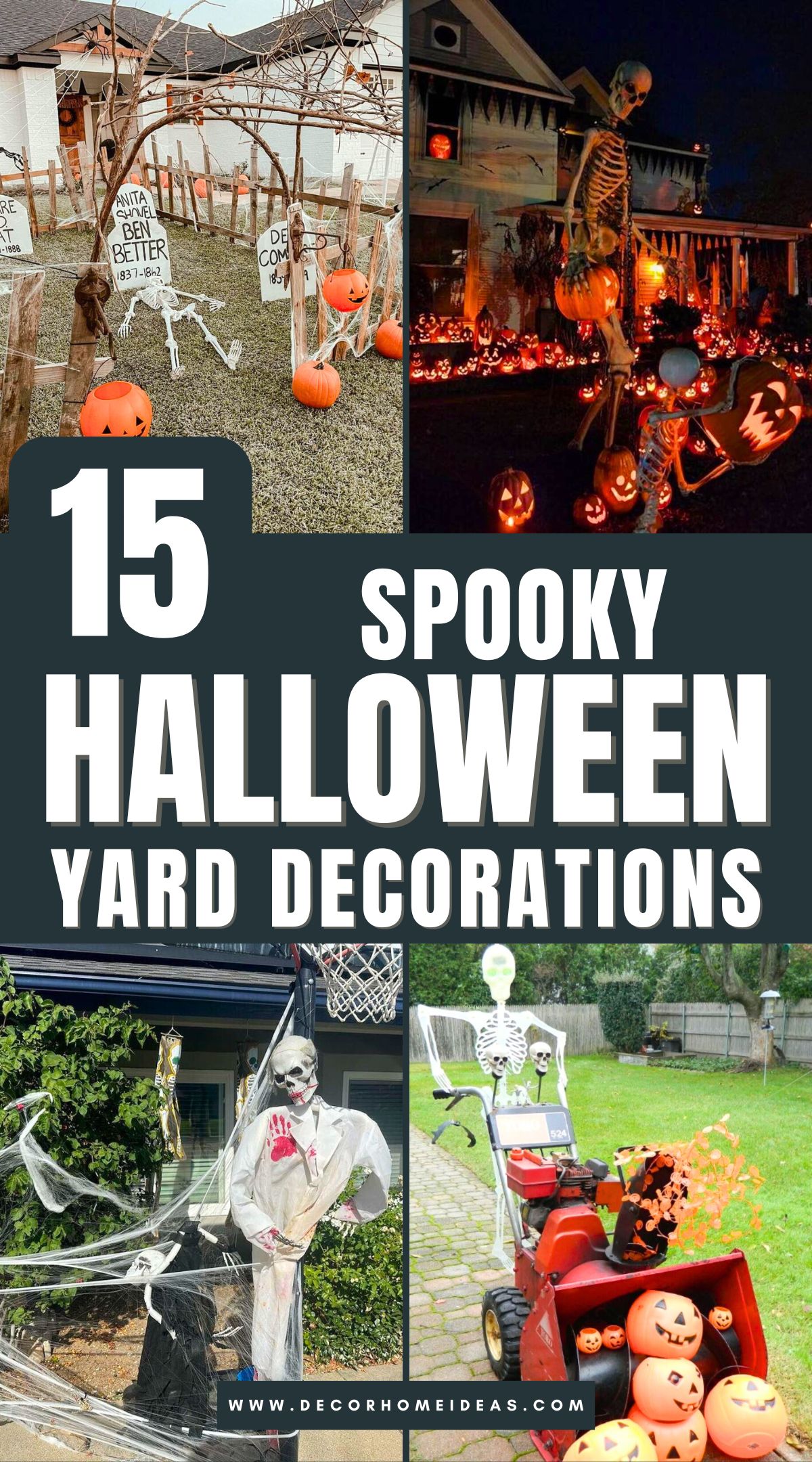 Transform your yard into a Halloween masterpiece with these 15 spooky decorations! From creepy skeletons to eerie lighting and haunted props, these ideas will give your home a frightful edge that will wow the neighborhood. Check out how to make your yard the ultimate haunted attraction!