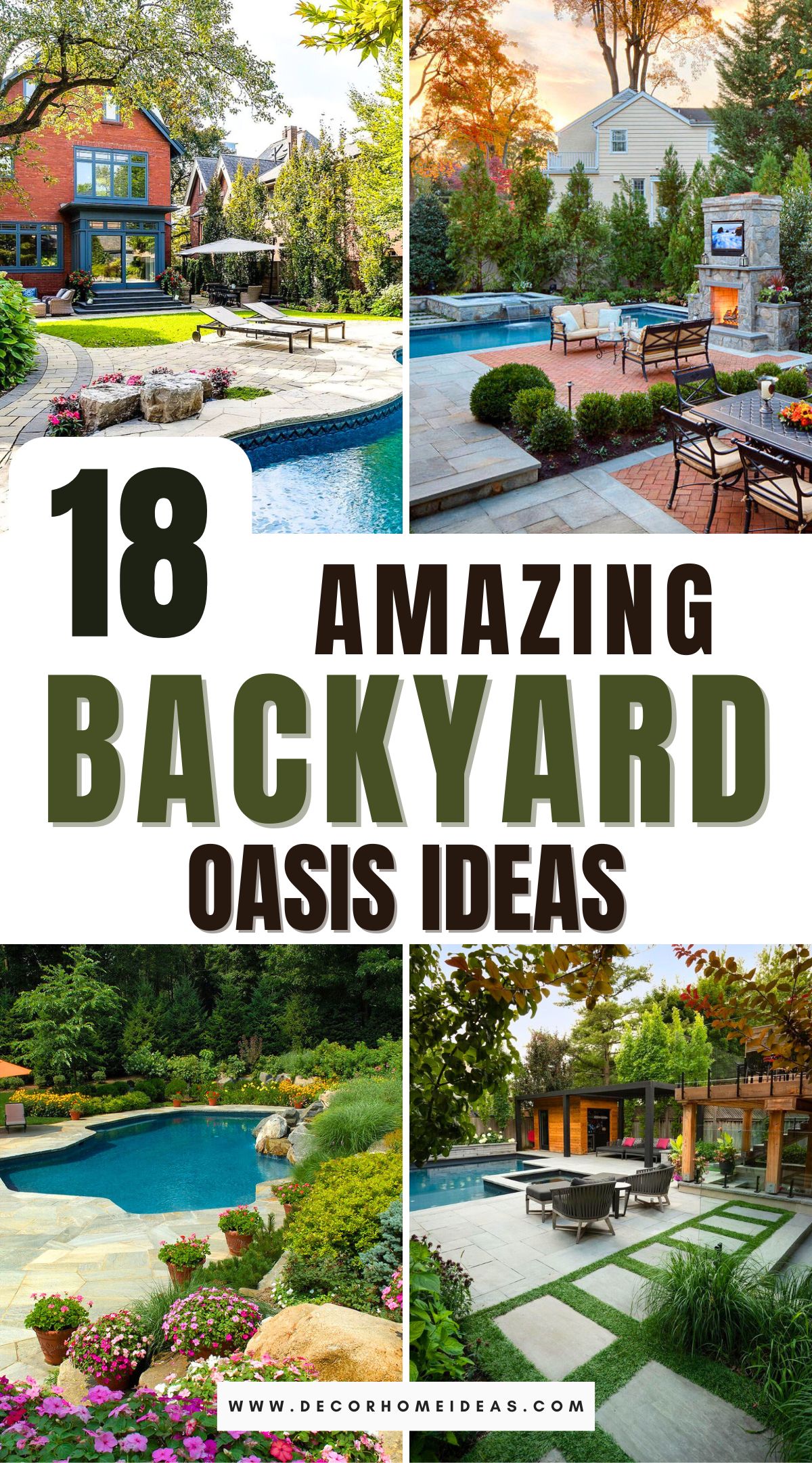 Explore 18 amazing backyard oasis ideas that will turn your outdoor space into a relaxing retreat. From tranquil water features to stylish seating and lush landscapes, these creative designs will inspire you to craft the perfect escape right in your backyard. Discover your dream oasis today!