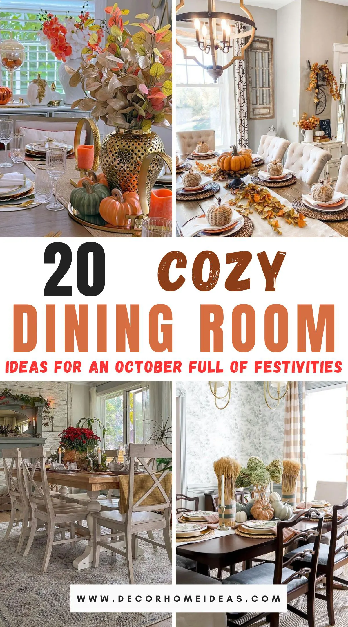 Discover 20 cozy fall dining room ideas that will create a warm, inviting space perfect for the season. From rich autumnal hues to rustic decor and soft textures, these design tips help you craft a dining area that embraces the comfort of fall. Get inspired to bring autumn’s charm indoors!