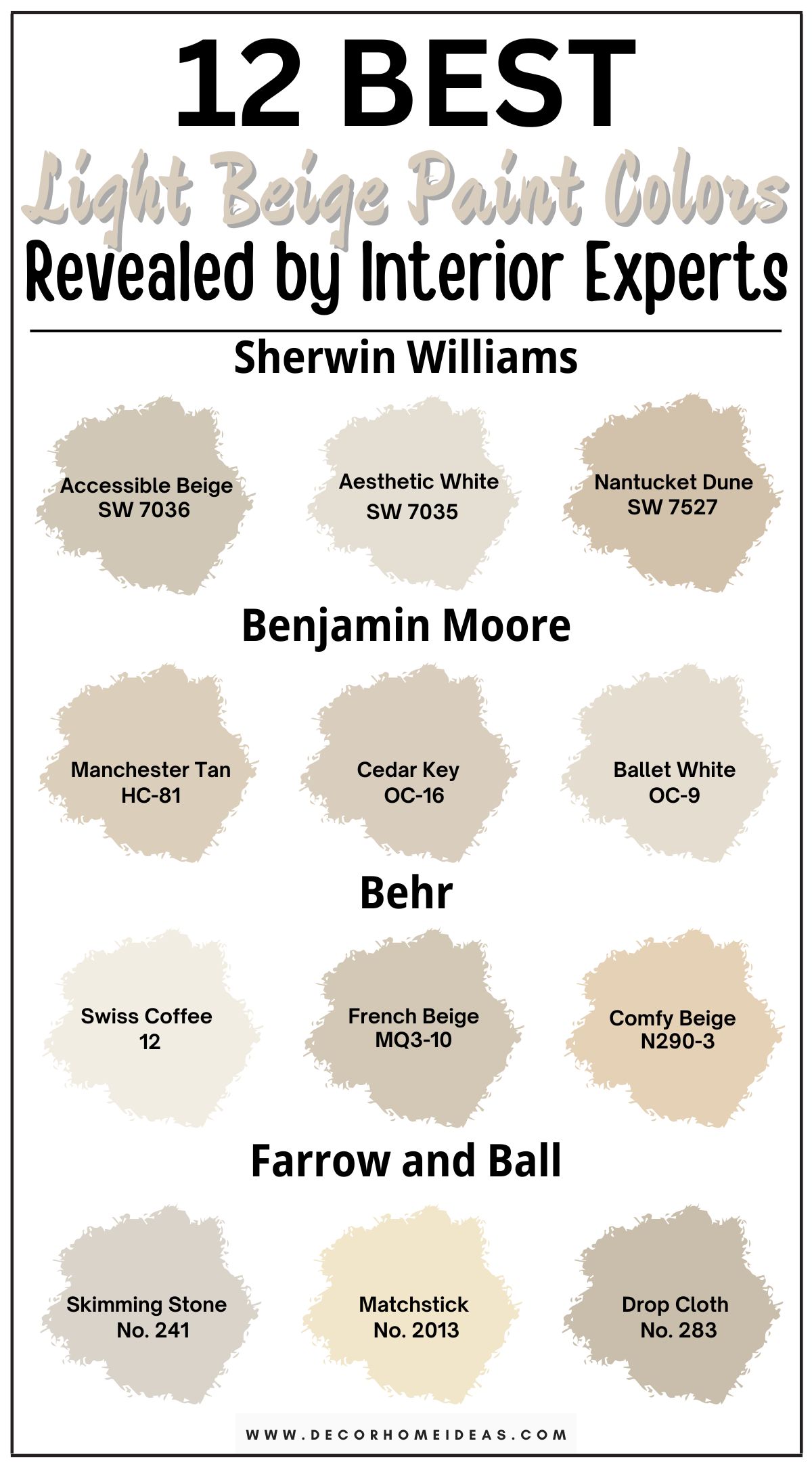 Discover 12 perfect light beige paint colors for a subtle touch in your home. These soft, neutral shades bring a sense of warmth and tranquility to any space, offering a timeless and versatile backdrop for various decor styles. From delicate sands to creamy taupes, explore designer-approved hues that add a gentle elegance to your interiors. Ideal for living rooms, bedrooms, and kitchens, these light beige paints create a harmonious and inviting atmosphere. Transform your home with these subtle light beige colors and enjoy a serene, sophisticated look throughout your space.