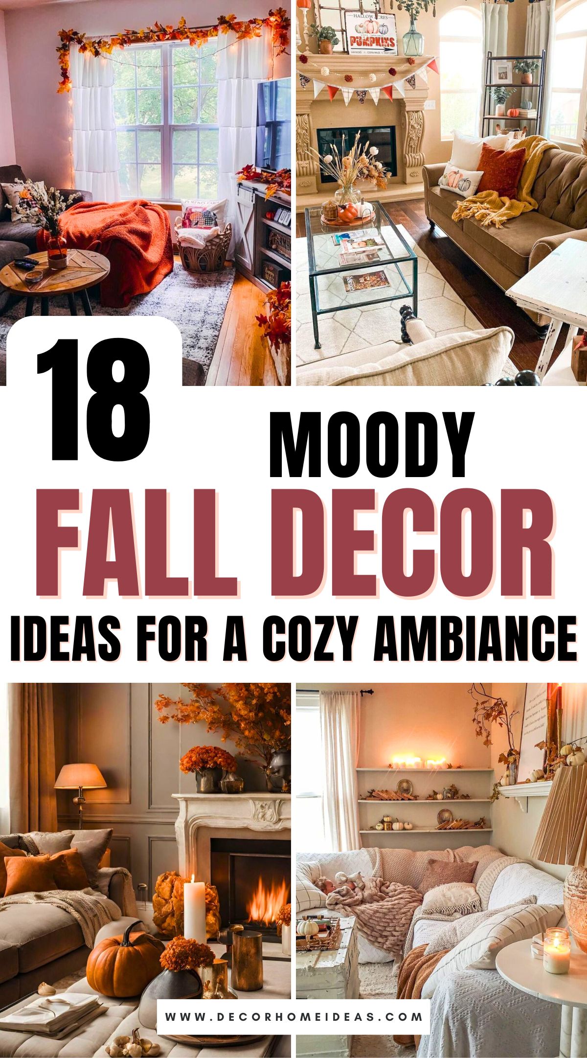 Create a warm, inviting atmosphere this autumn with these 18 moody fall decor ideas! From deep, rich hues to soft textures and glowing candles, these decorating tips will help you craft the perfect cozy ambiance. Explore how to transform your space into a serene fall retreat full of charm!