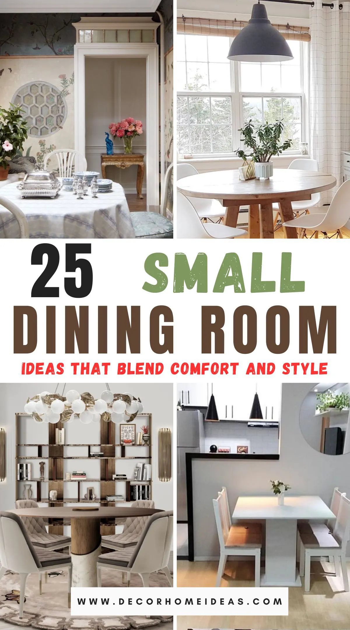 Explore 25 elegant small dining room ideas that seamlessly blend comfort and style. From space-saving furniture to smart decor tricks, these designs transform compact spaces into stylish, cozy havens. Get inspired to elevate your dining room without sacrificing comfort or sophistication!