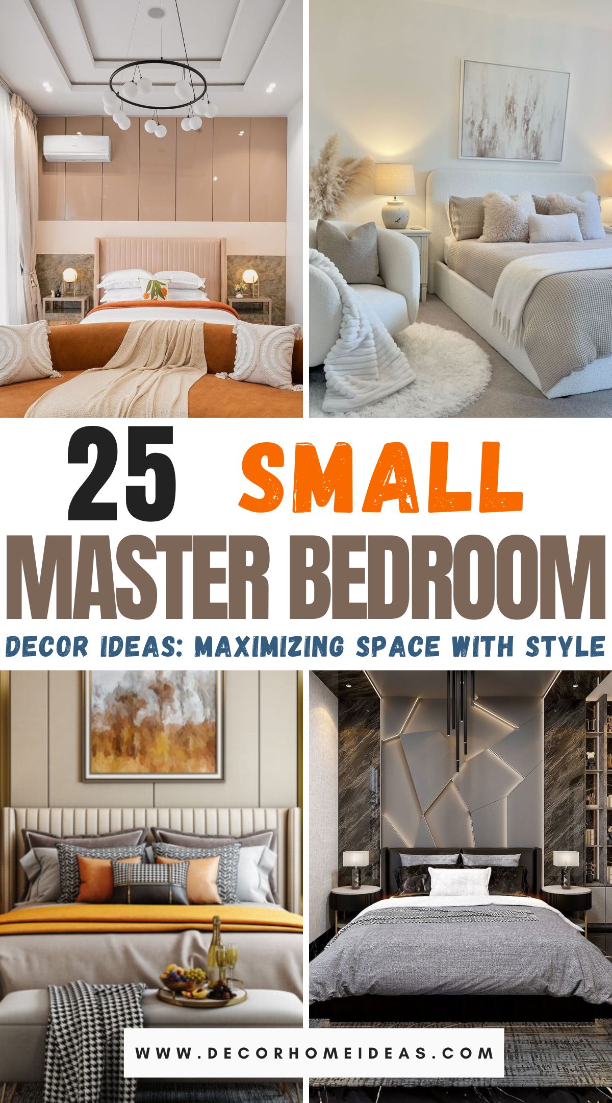 Transform your compact space with these 25 small master bedroom decor ideas! From chic color palettes to smart furniture choices, these tips will help you create a cozy, stylish retreat. Whether you prefer modern or classic looks, explore creative ways to enhance your bedroom's charm.