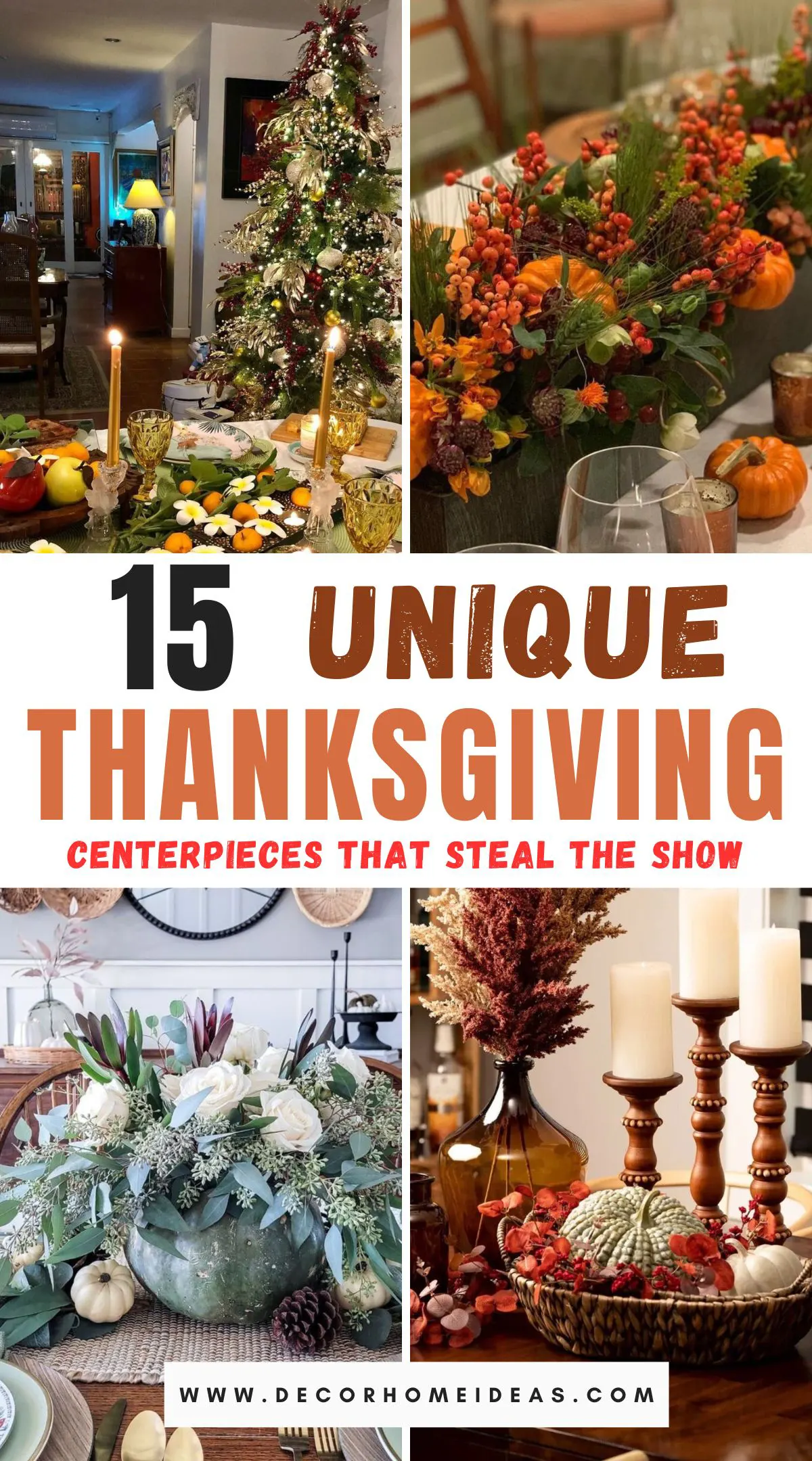 Looking for the perfect way to wow your guests this Thanksgiving? Check out these 15 unique centerpieces that will steal the spotlight at your holiday table. From nature-inspired designs to elegant DIY creations, these ideas blend style and seasonal charm to make your celebration unforgettable!