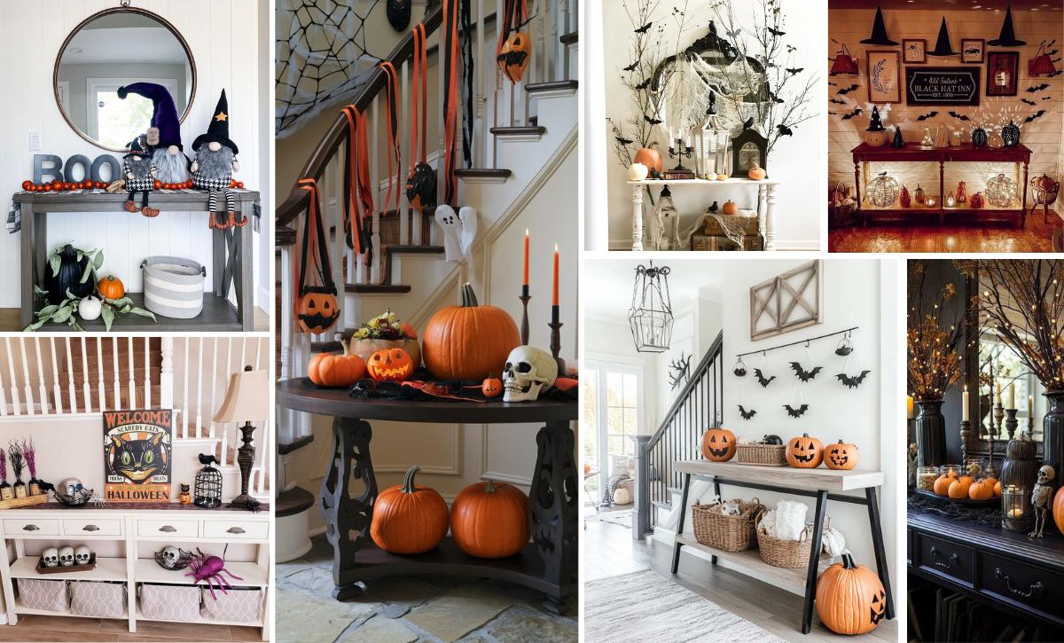 halloween entryway table decorations