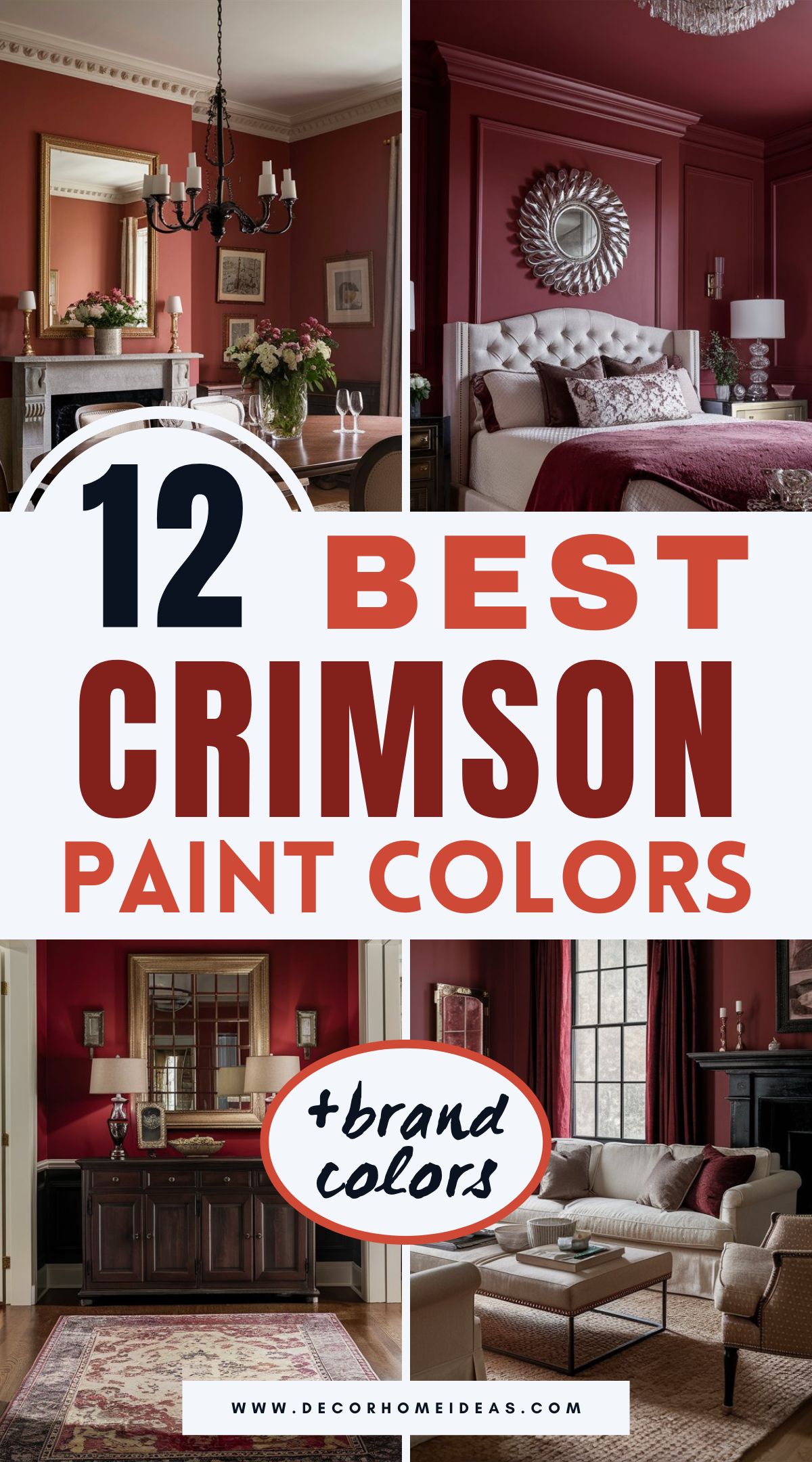 Discover the 12 best crimson paint colors to add warmth and vibrancy to your space, featuring top selections from Benjamin Moore, Sherwin-Williams, Behr, and Farrow & Ball. From deep, dramatic reds to softer, rich crimson shades, this guide helps you find the perfect hue to make any room pop.