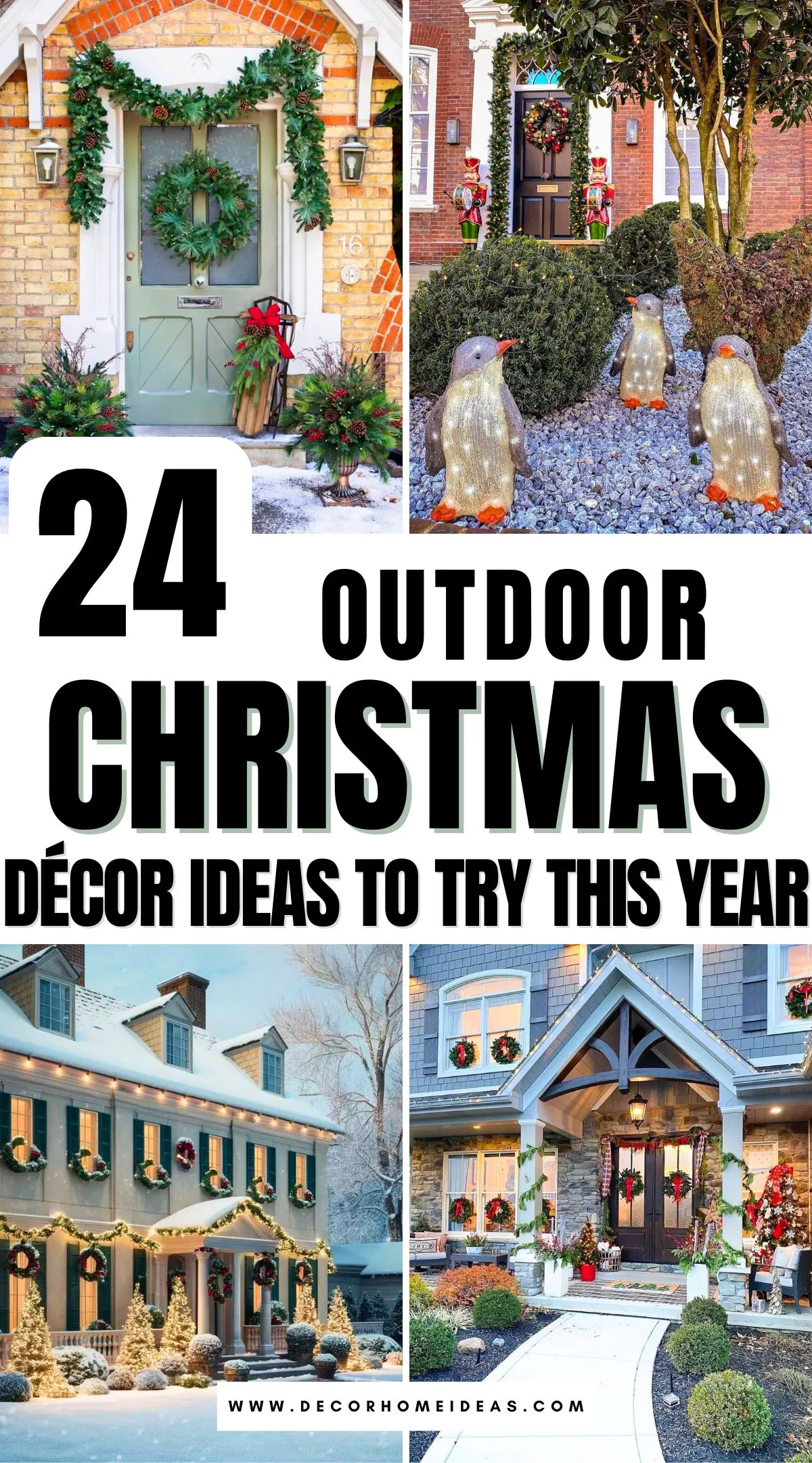 Get inspired with 24 dazzling outdoor Christmas décor ideas that will bring holiday cheer to your home’s exterior. From magical light displays and festive wreaths to creative porch setups and enchanting yard decorations, these ideas will transform your home into a winter wonderland. Discover easy tips and clever designs to make your outdoor spaces sparkle and stand out this season!