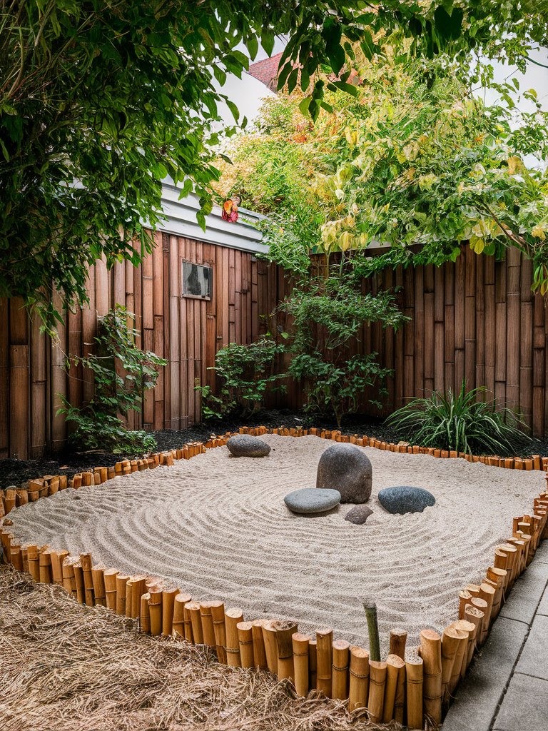 DIY Bamboo Border Zen Garden