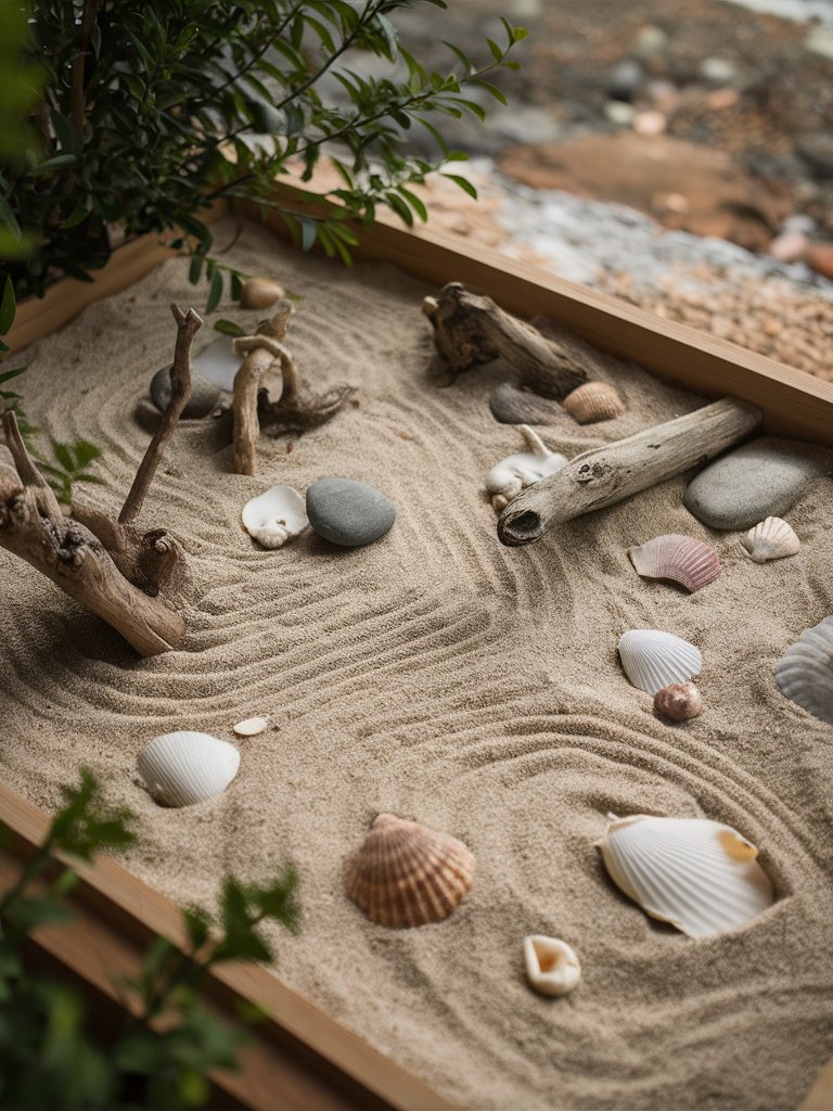 Driftwood and Seashell Zen Garden