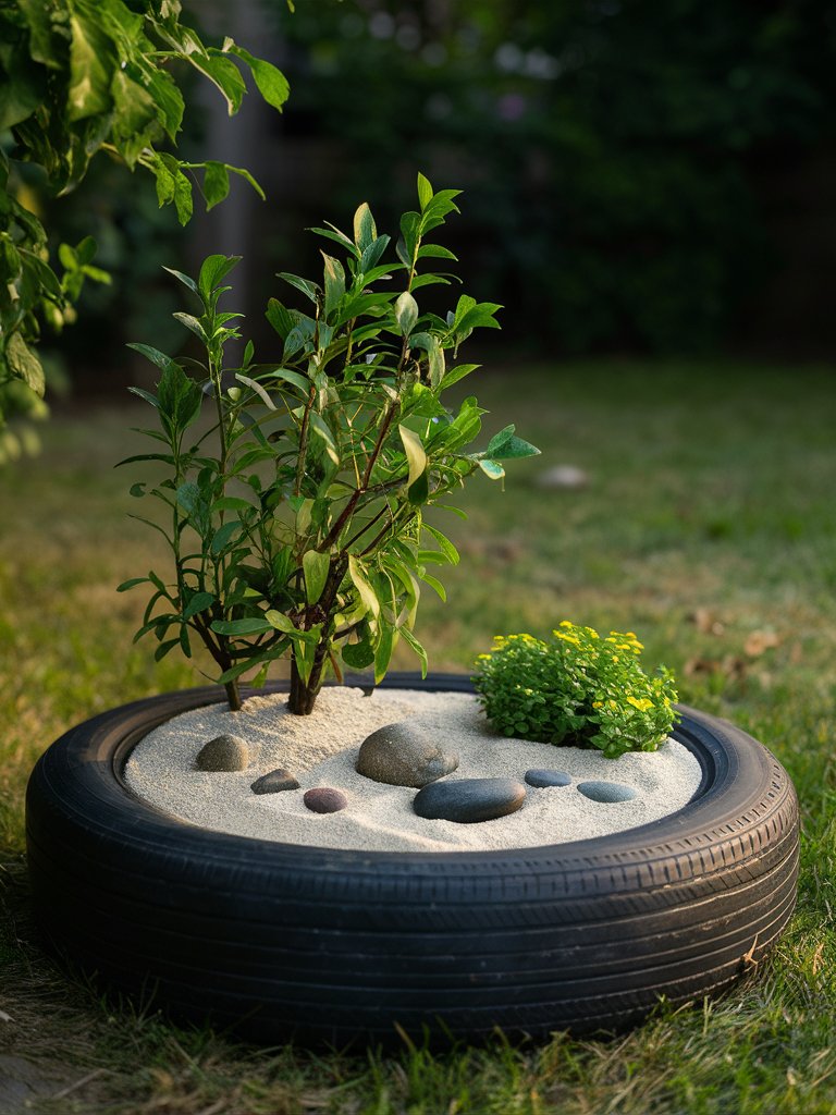 Recycled Tire Zen Garden