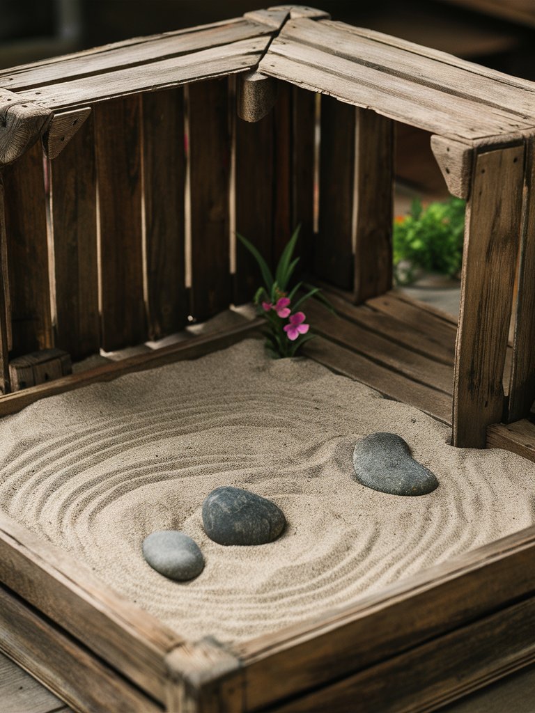 Upcycled Wooden Crate Zen Garden