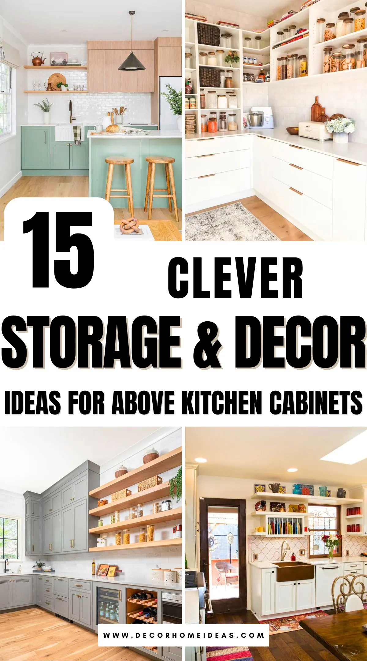 Discover 15 creative ways to make the most of the space above your kitchen cabinets! From stylish decor accents to practical storage solutions, these ideas combine function and flair. Find out how to turn this often-overlooked area into a charming and useful feature in your kitchen.