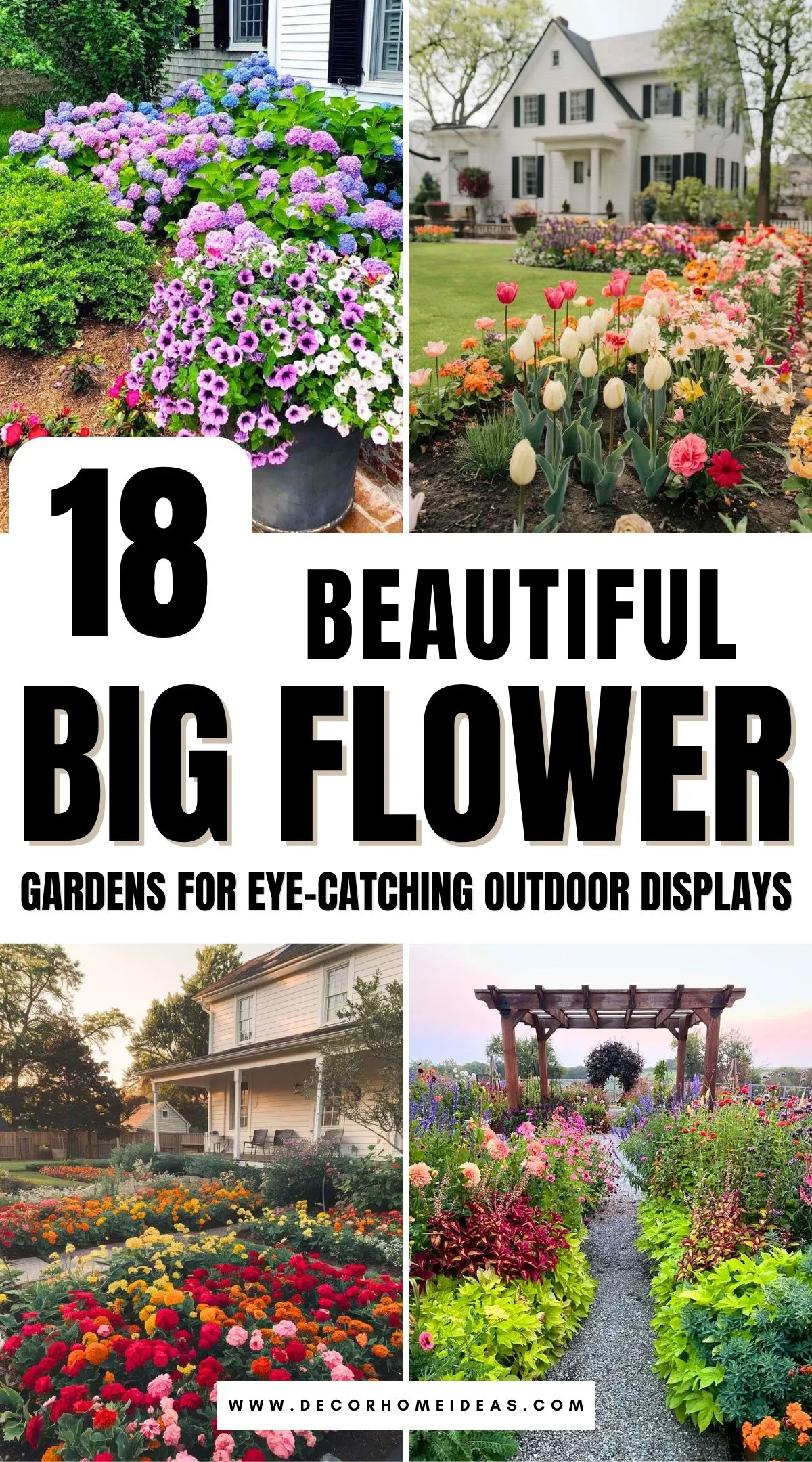 Discover 18 stunning big flower garden ideas that will turn your outdoor space into a vibrant showcase of color and beauty. From lush blooms to creative layouts, these gardens are perfect for making a bold statement. Find inspiration for creating your own breathtaking floral masterpiece!