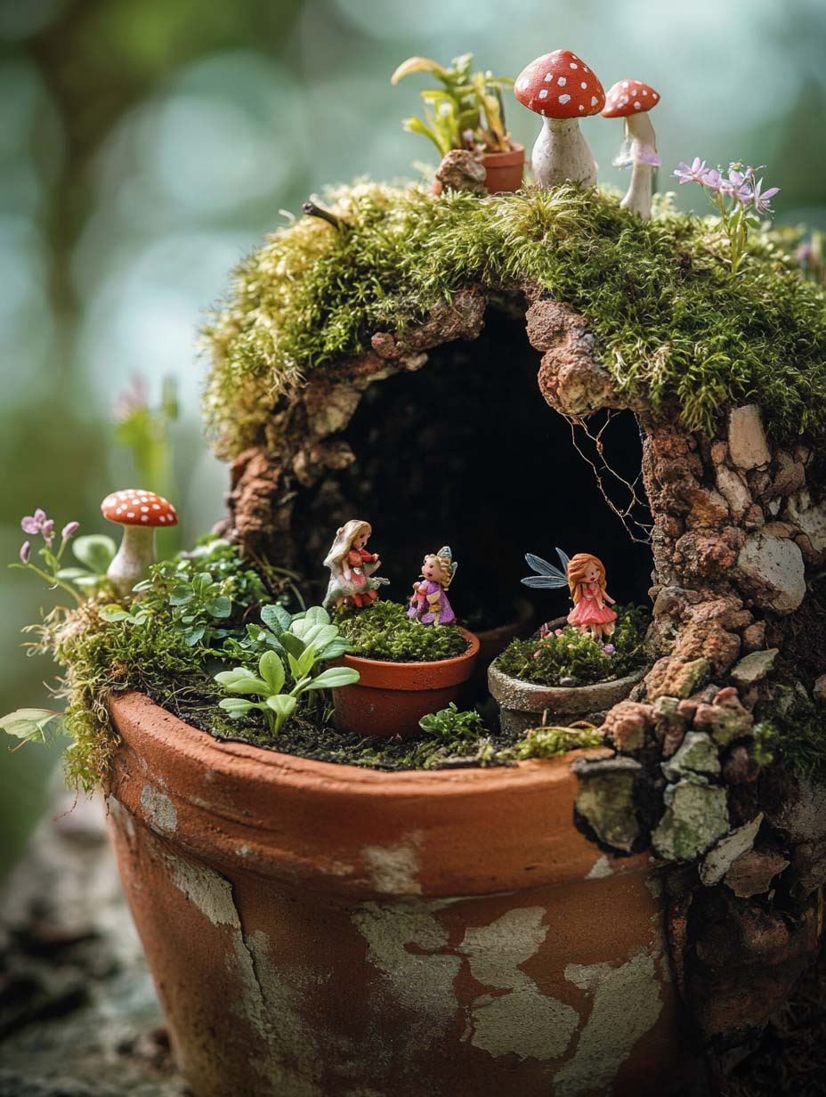 10. Whimsical Fairy Garden in a Pot