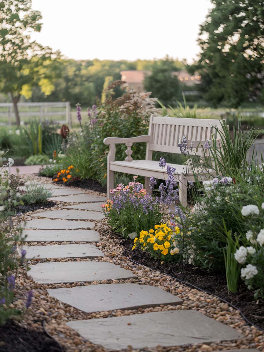 2. Serene Garden Path with Stone Slabs