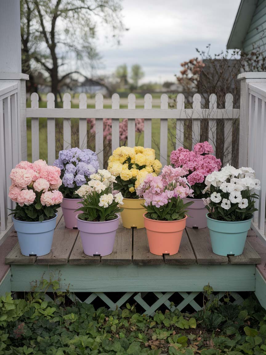 25. Pastel Planters for a Cheerful Display